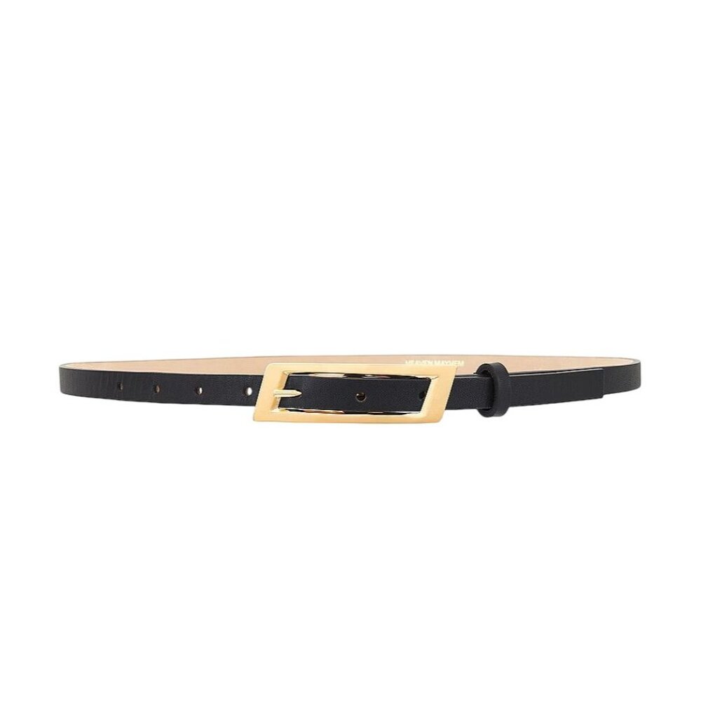 Heaven Mayhem Capsule Belt in Black & Gold Small New Womens Skinny Buckle
